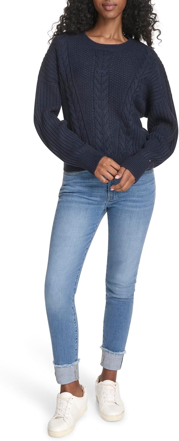 Женский однотонный свитер Bobbi с круглым вырезом Tommy Hilfiger, Sky Captain — фото 2