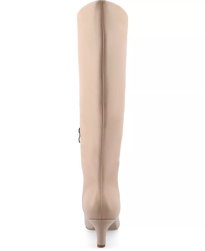 Женские сапоги Tullip Wide Width на каблуке-рюмочке с острым носком, до колена Journee Collection, розовый — фото 3