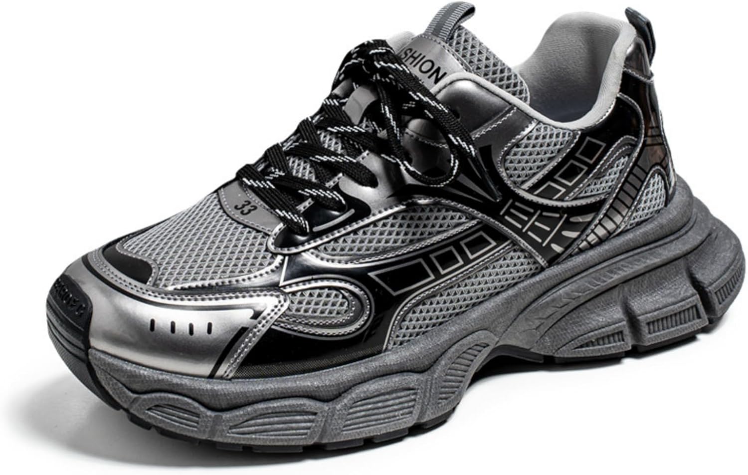 

Мужские массивные кроссовки из кожи и сетки, удобные на платформе, с шнуровкой, низкие, легкие, дышащие, с нескользящей подошвой, повседневные для бега, ходьбы, тенниса, пробежек, занятий спортом в зале и ежедневной носки Yrzhgdl
