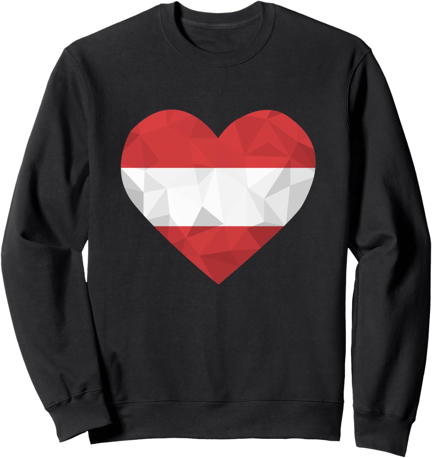 

Австрийский флаг любви, сердце, низкополигональная толстовка для путешествий и отдыха в Австрии Shirtbooth: Love Flags, черный