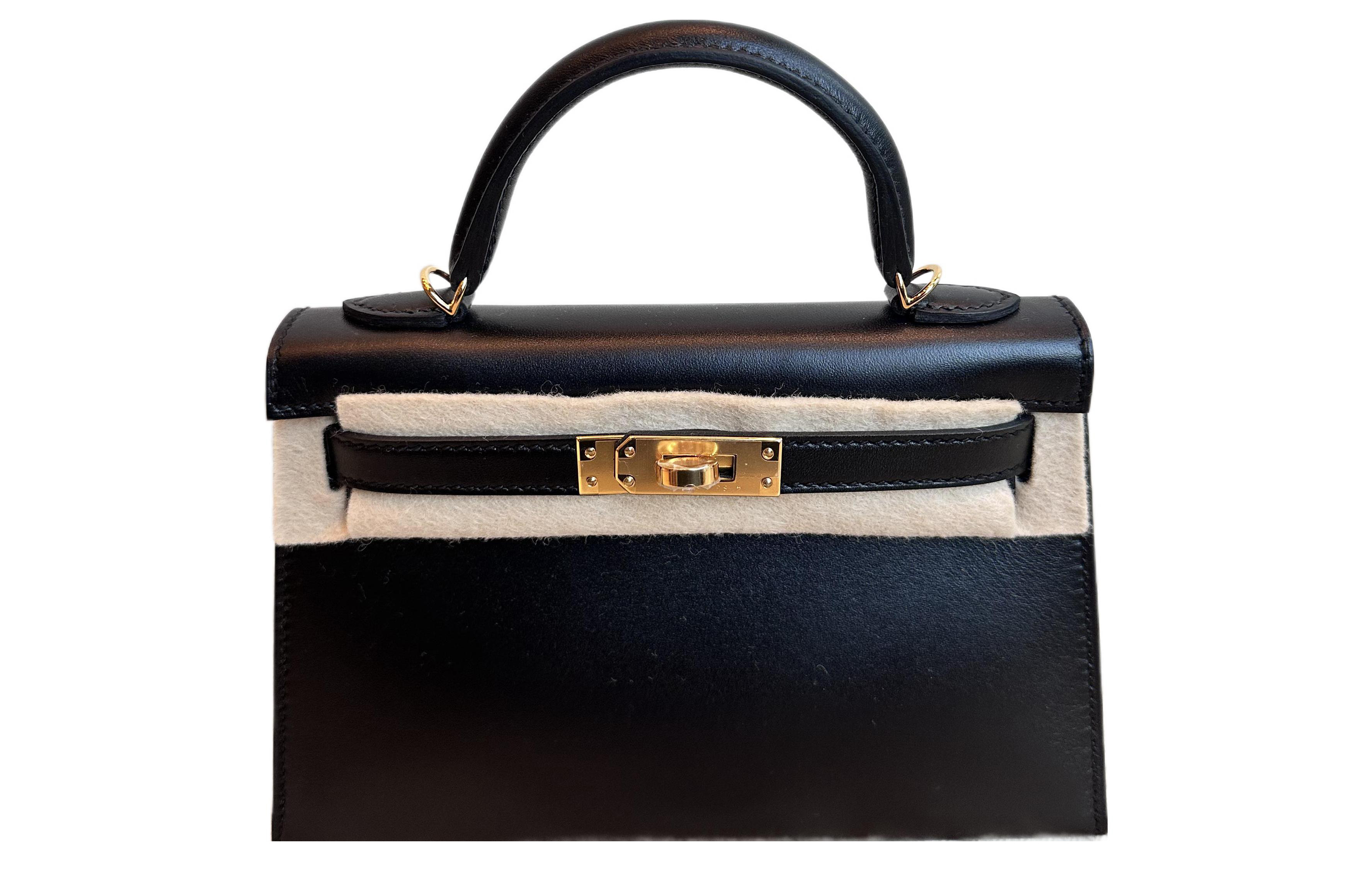 

HERMES Мини-сумка Kelly Generation 1 из кожи, женская, цвет 89 Noir, черная