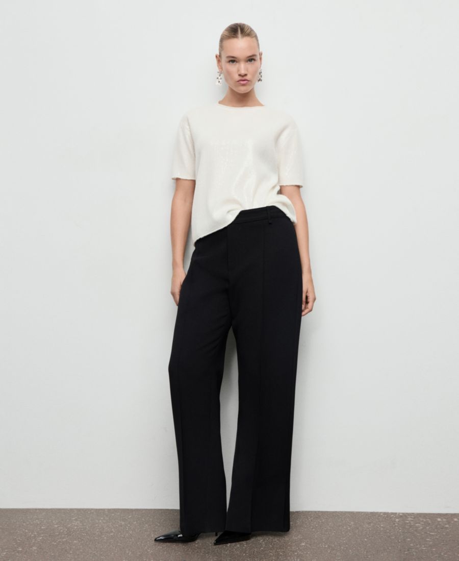 

Женский свитер с короткими рукавами и пайетками MANGO, Gold