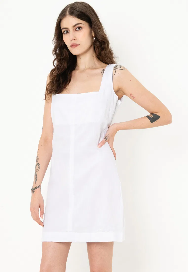 Платье А-силуэта из льна, Soft Linen, бежевый Calvin Klein