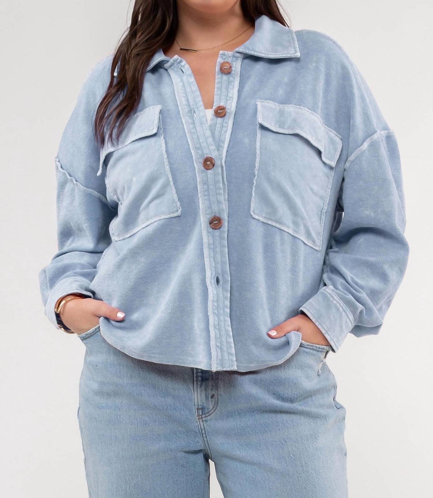 

Винтажная выстиранная лоскутная куртка - Plus In Blue By Together, синий