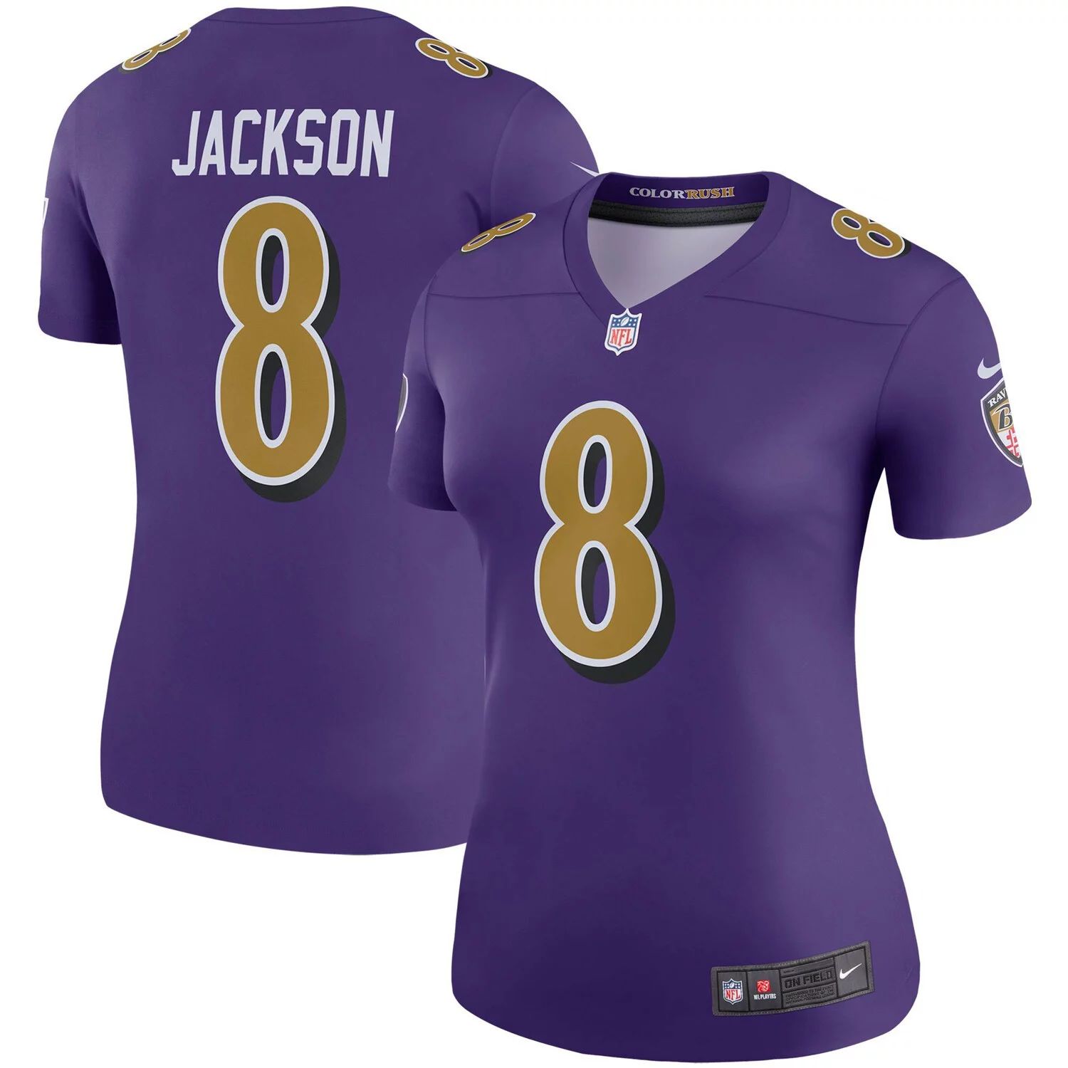 

Женское джерси Nike Lamar Jackson Purple Baltimore Ravens Color Rush Legend Player Nike