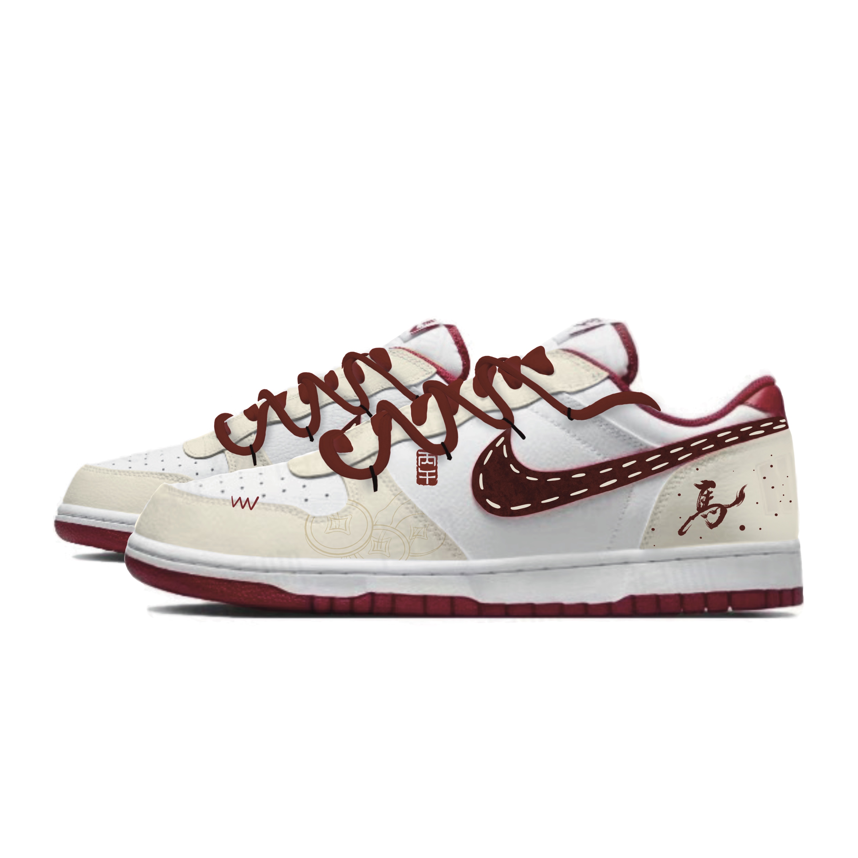 Кроссовки Big Immediate Blessing Arrives Leather, увеличивающие рост, износостойкие, легкие и дышащие Nike, бежевый красный — фото 3