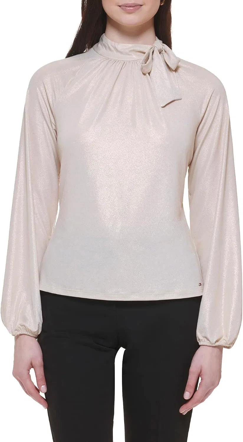 Блуза, длинный рукав, Work Top Dressy Blouse Knit Top, Tommy Hilfiger, мариголд