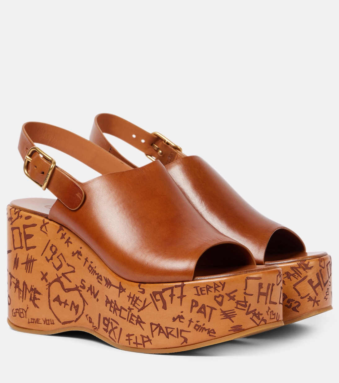 Туфли на танкетке из кожи Maxime Chloé, Ginger Brown