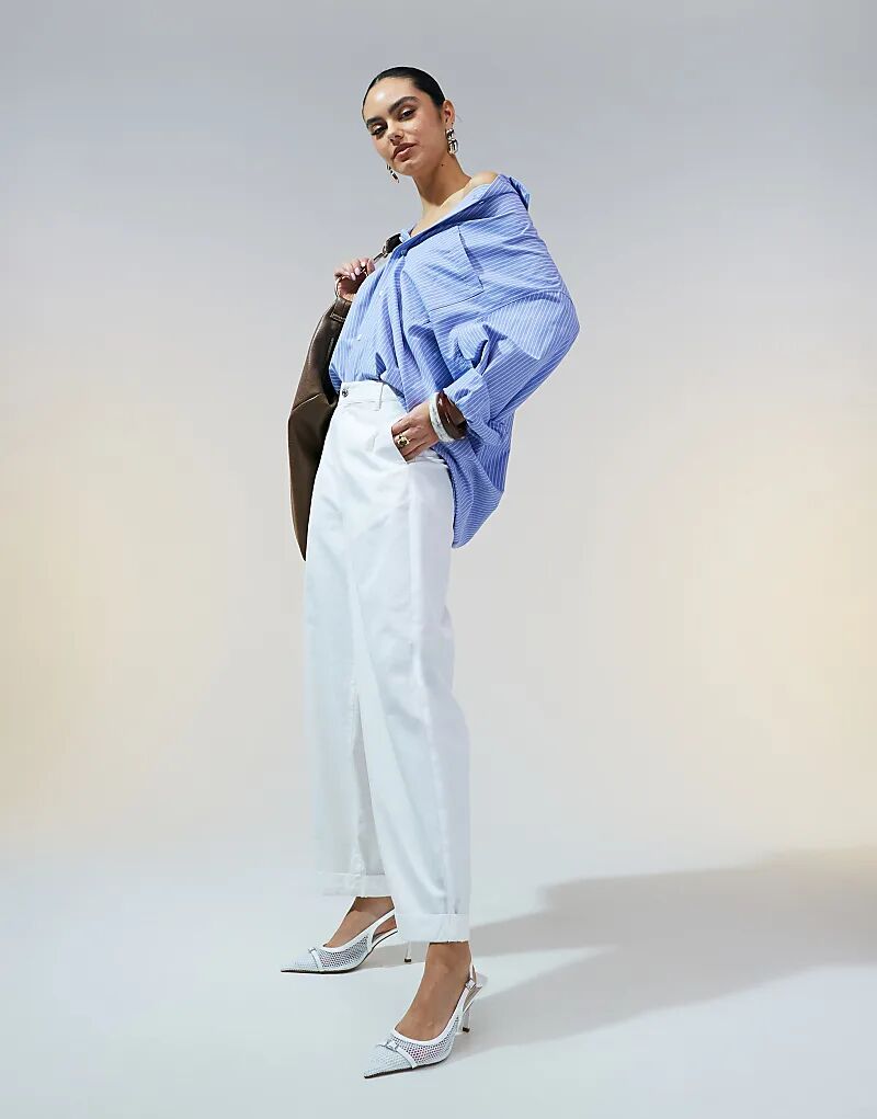 

Брюки-бочки с отворотами в цвете «кремовый» ASOS DESIGN
