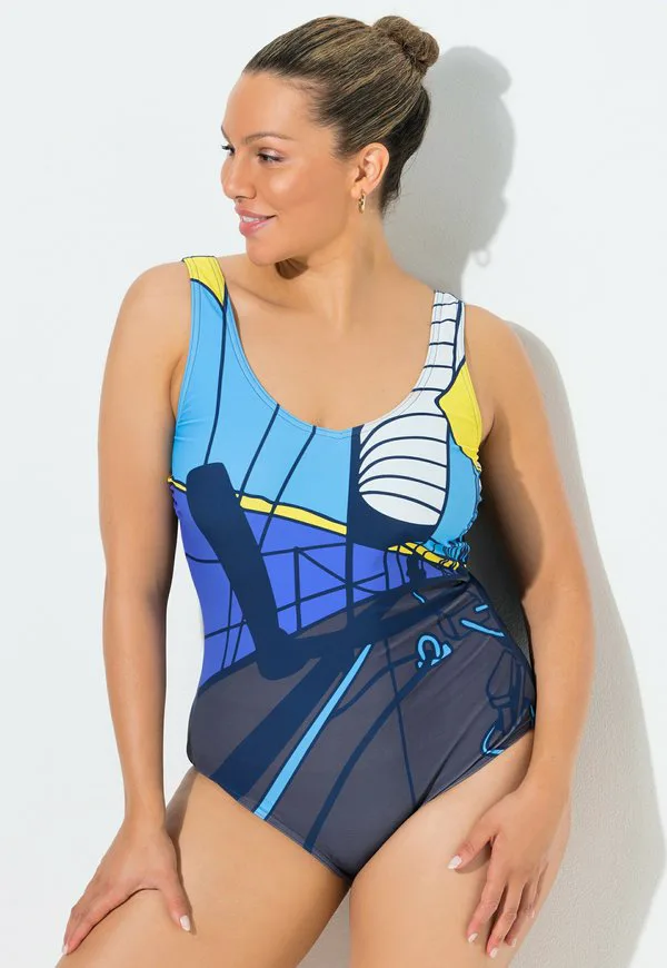 

Купальник для парусной палубы Ulla Popken, Asphalt Blue, Синий, Купальник для парусной палубы Ulla Popken, Asphalt Blue