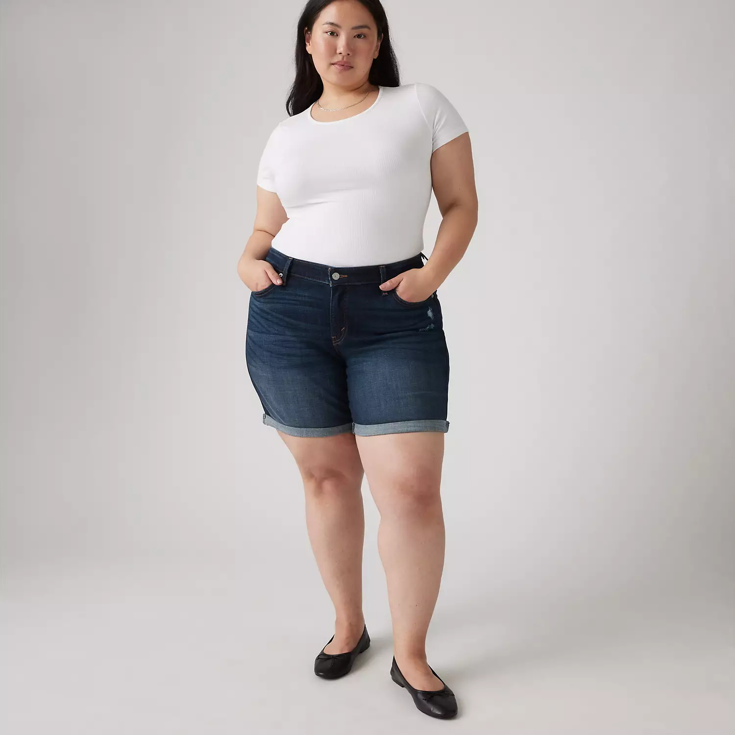 

Женские шорты средней длины (большие размеры) Levi's, цвет Young And Old Plus - Light Wash