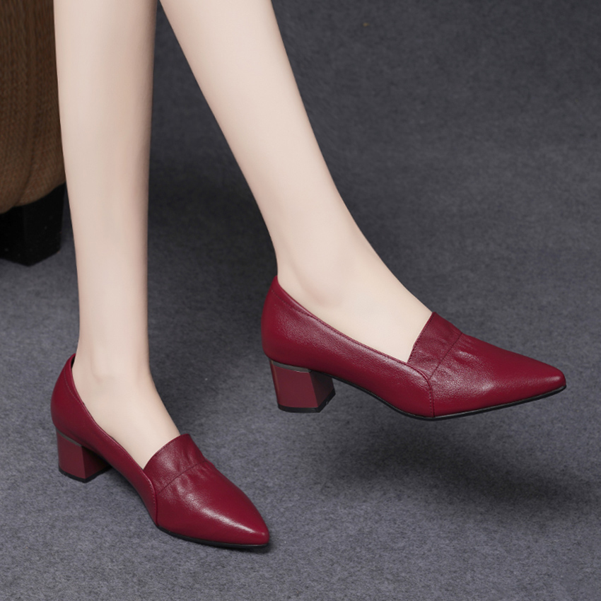Devanro Женские туфли на платформе с массивным каблуком 5 см красные, цвет Red — фото 3