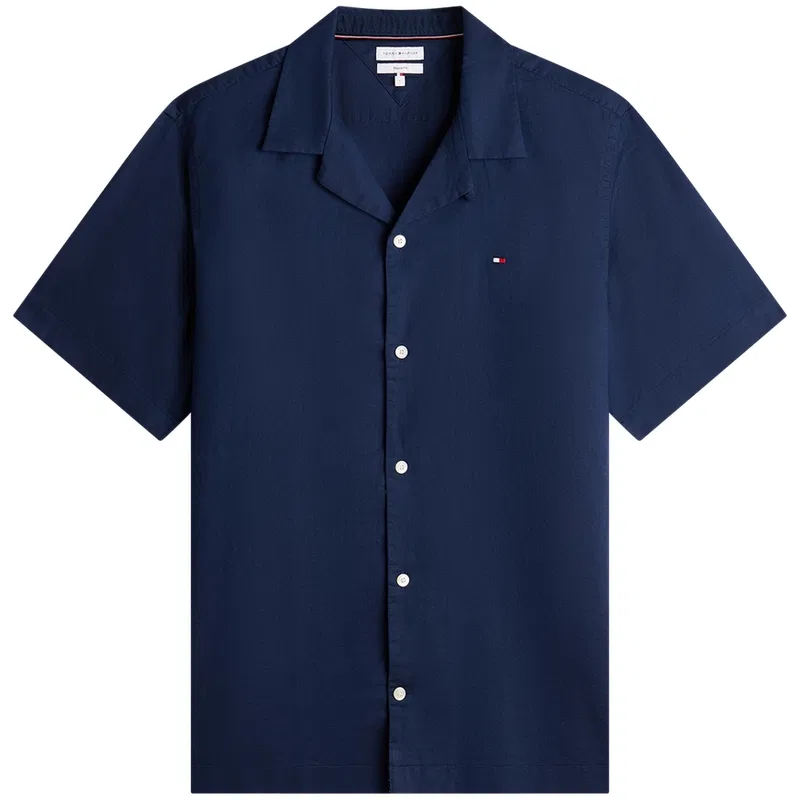 Рубашка с кубинским воротником Tommy Hilfiger Navy Blue