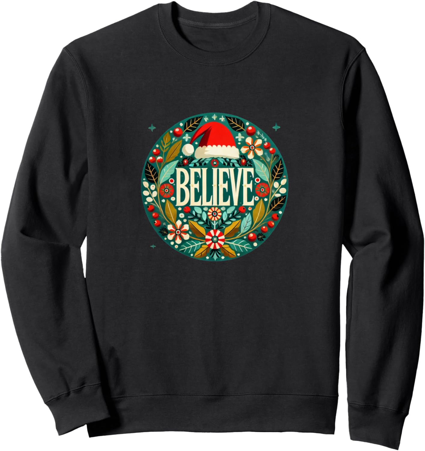 

Футболка с рождественским рисунком «Верь в Санта-Клауса» Retro Christmas Lover Snugg, черный