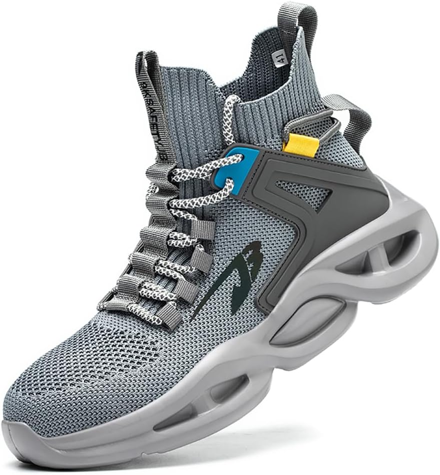 

Унисекс стальные носки против проколов и отражающие промышленные защитные ботинки, суперлегкие дышащие амортизированные конструкции и противоскользящие ботинки Lmprock, серый