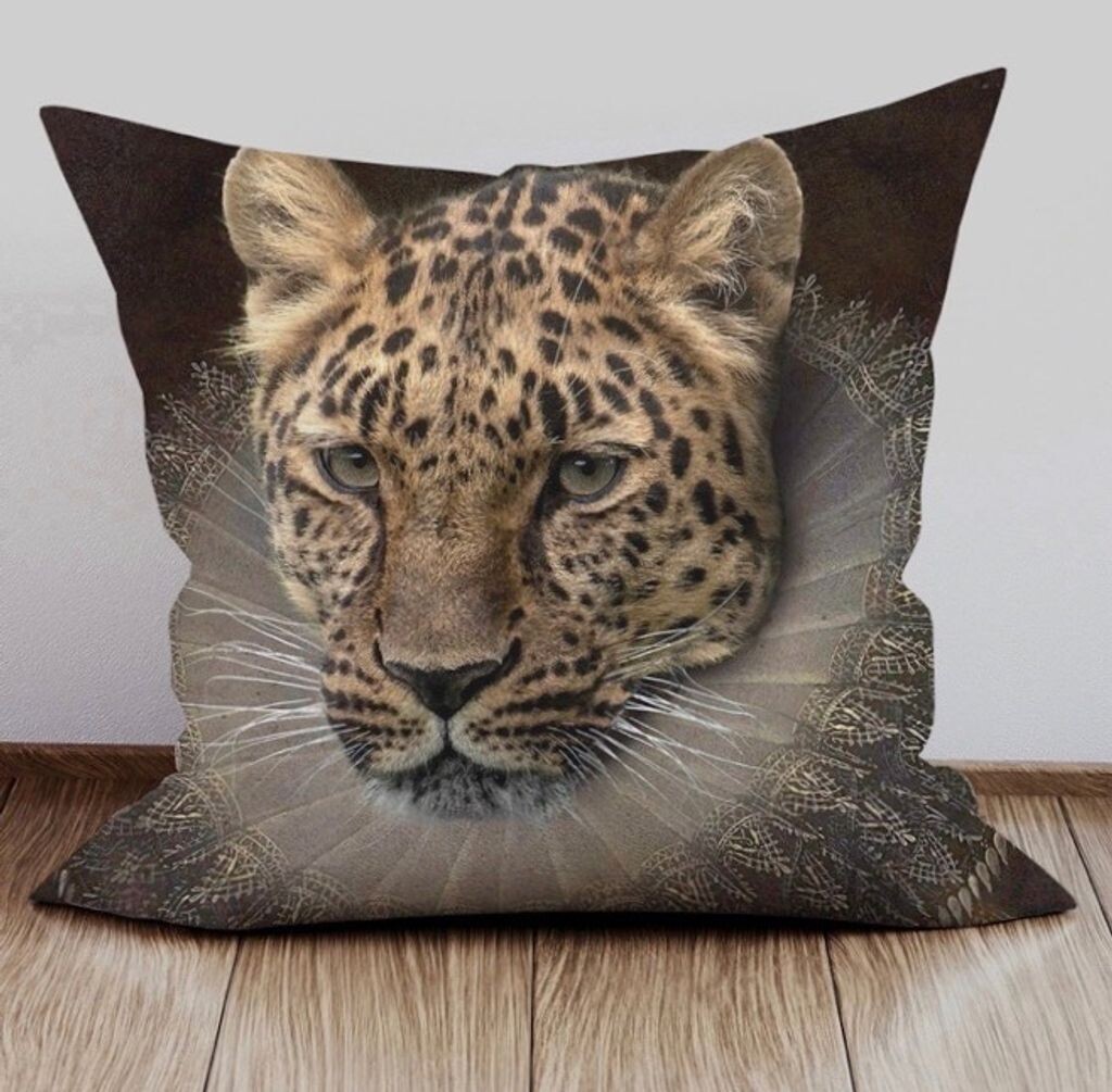 

Чехол на подушку ANIMAL STYLISH "Royal LEO" 45х45 см, имитация льна - притягивает взгляды в качестве декоративной/диванной/декоративной подушки IT_IS IN
