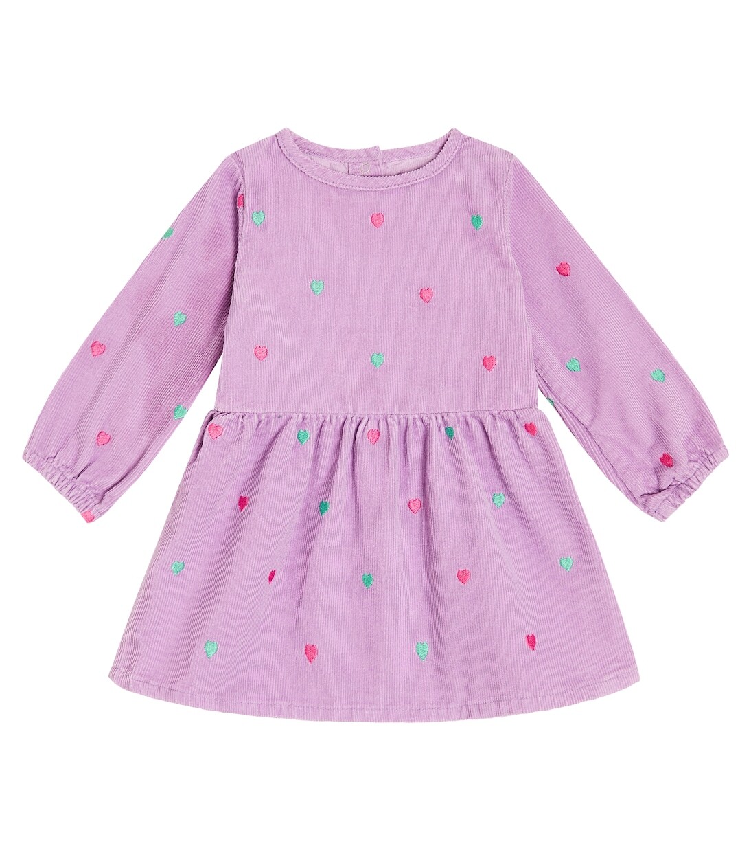 

Платье из хлопкового вельвета с вышивкой Stella Mccartney Kids, мультиколор