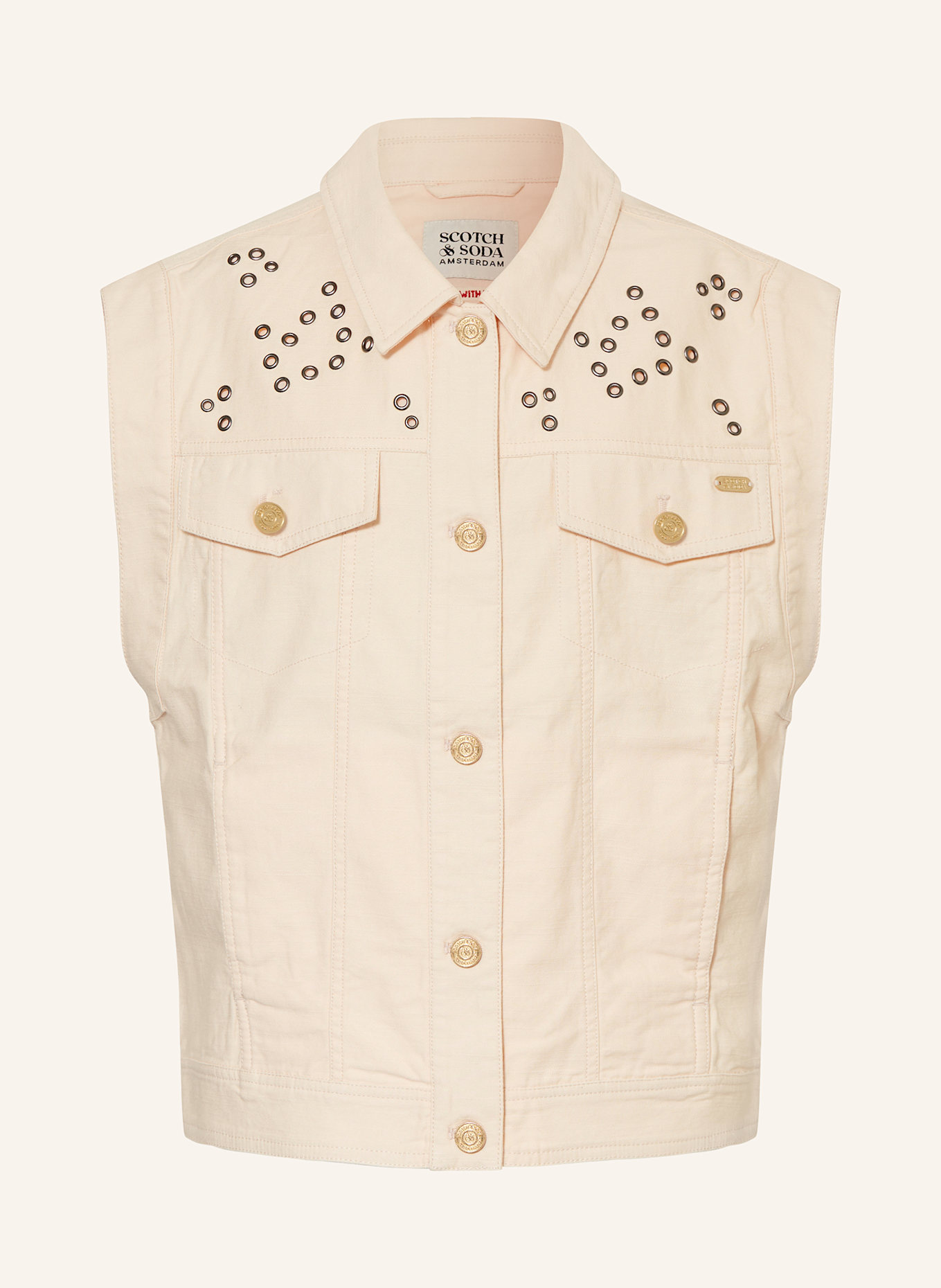 

Джинсовый жилет с заклепками Scotch & Soda, оранжевый