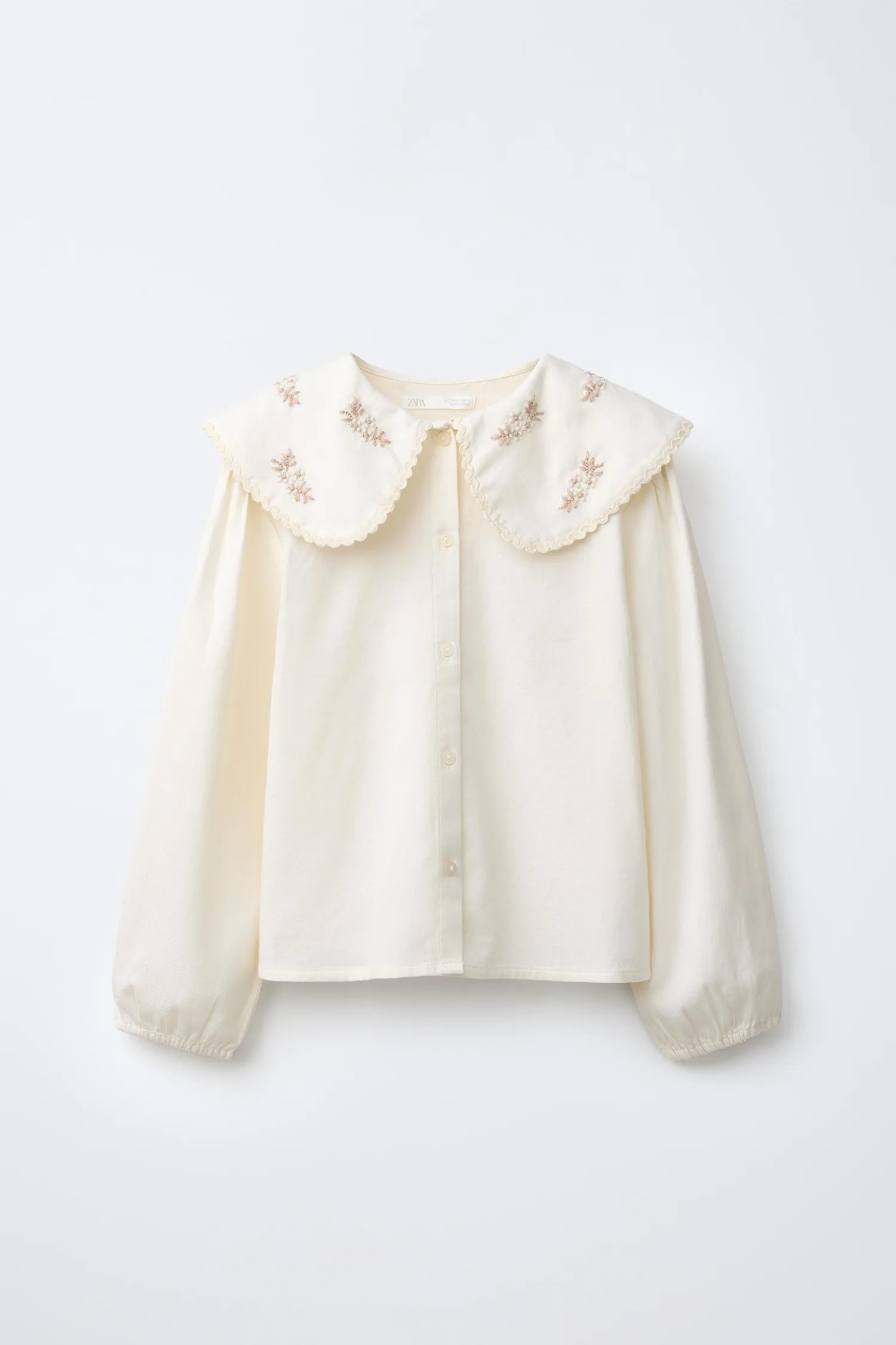 Пижама с вышитыми цветами, 6-14 лет Zara, экрю — фото 2