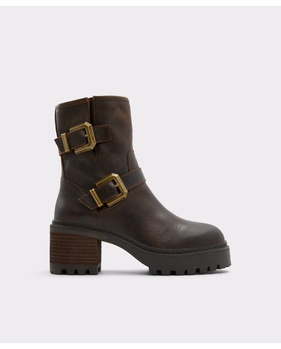 

Женские кожаные ботильоны с круглым носком Aldo, коричневый