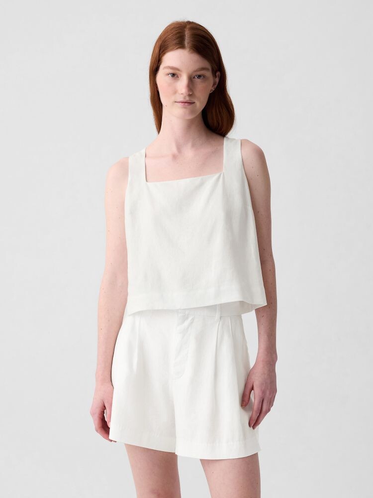 

Короткий льняной топ Gap, белый