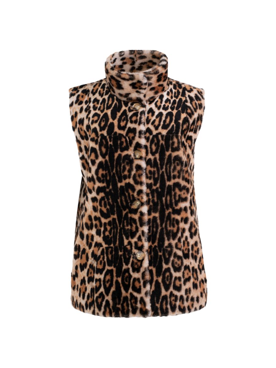 

Жилет из искусственной овчины с воротником-стойкой Made For Generations Ultralite на молнии WOLFIE FURS, цвет Leopard