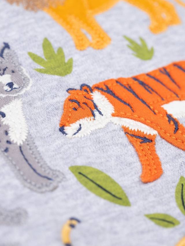 Детская футболка Jake Cotton с длинными рукавами Frugi, Grey Marl/Big Cats — фото 3