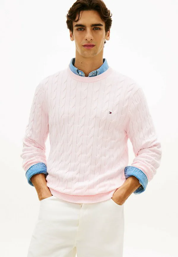 Свитер с вышивкой флага и косами Tommy Hilfiger, Pink