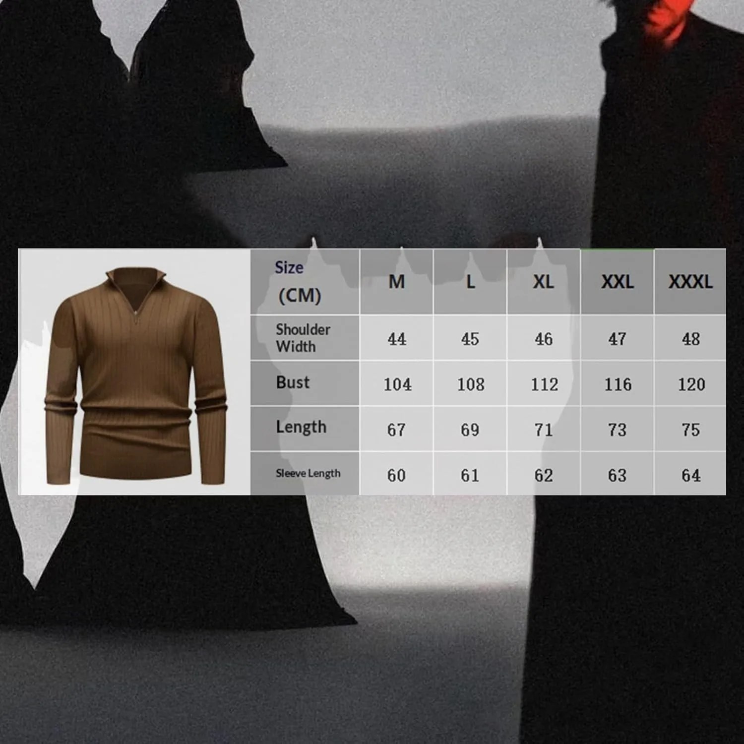 Мужской свитер с четвертью молнии | Mock Neck, Ribbed, Fashion Slim Fit — фото 4