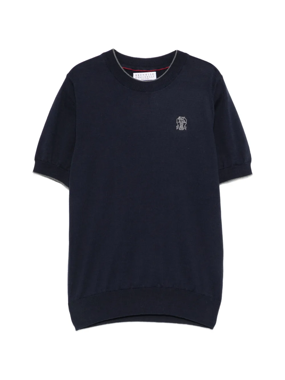 

Футболка с коротким рукавом и вышивкой Brunello Cucinelli Kids, синий