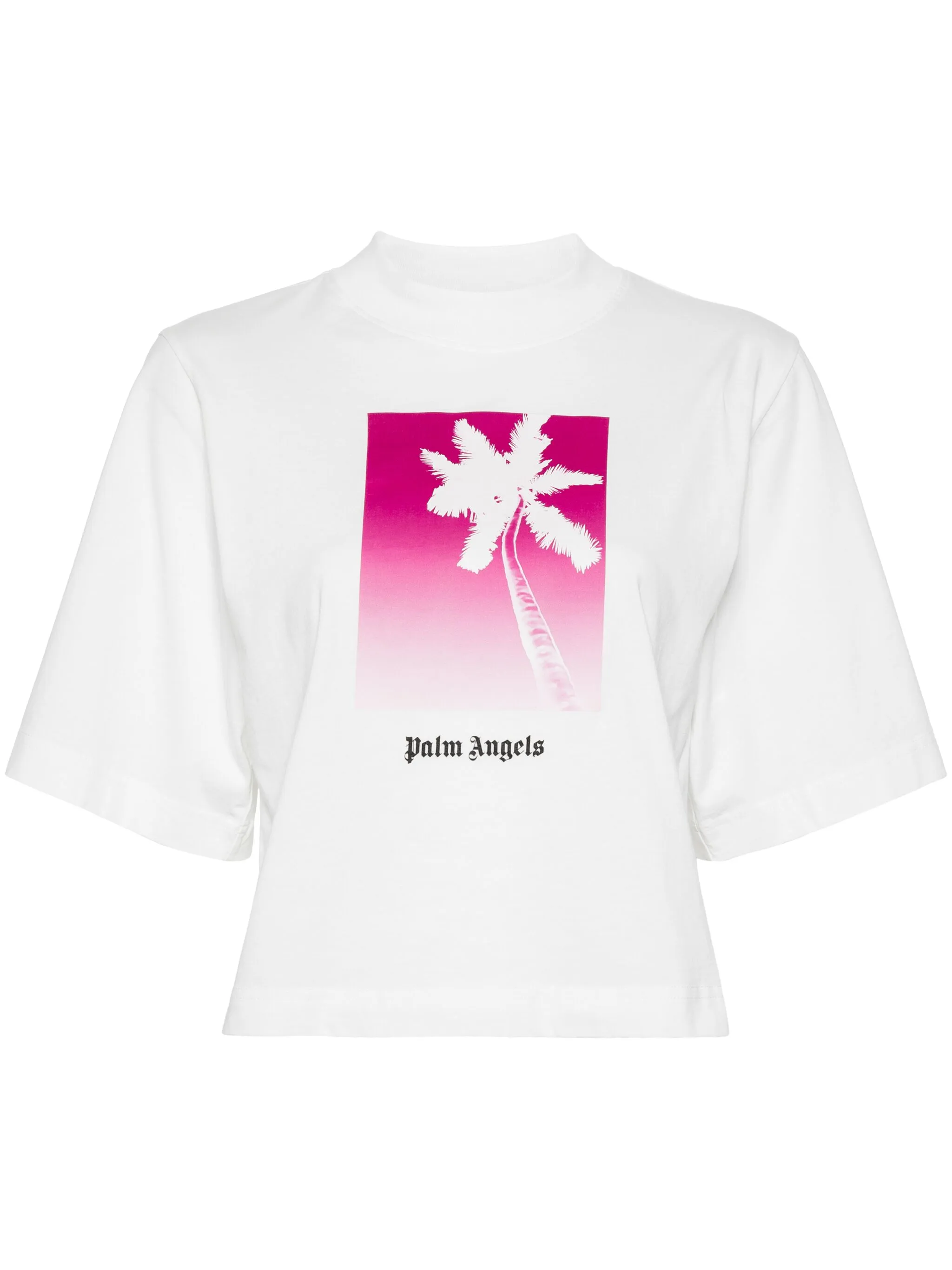 

Укороченная футболка с принтом Palm Angels, белый