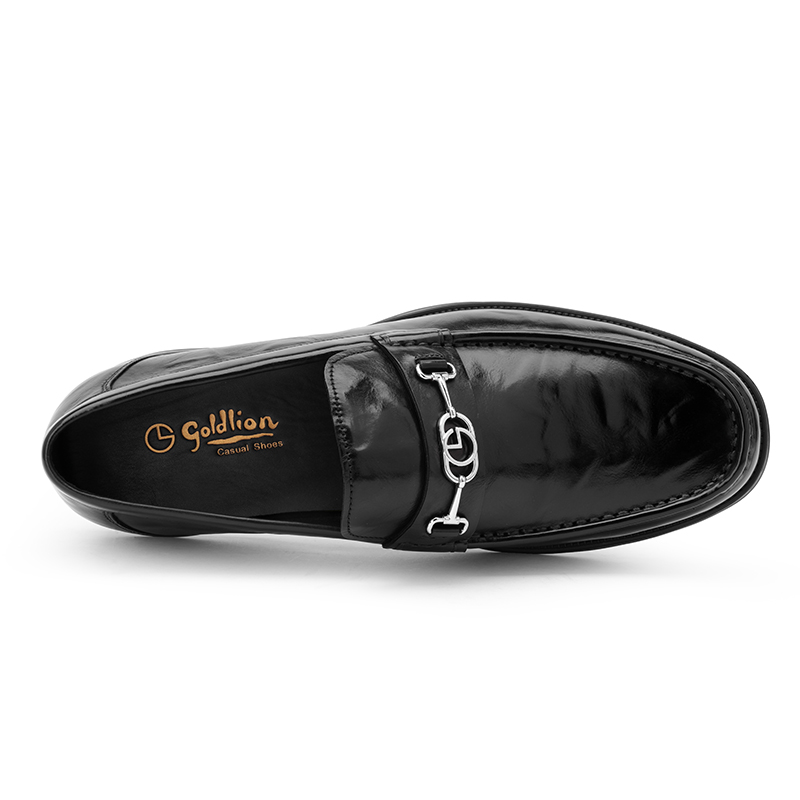 GOLDLION Лоферы на низком каблуке мужские черные, цвет Black — фото 3