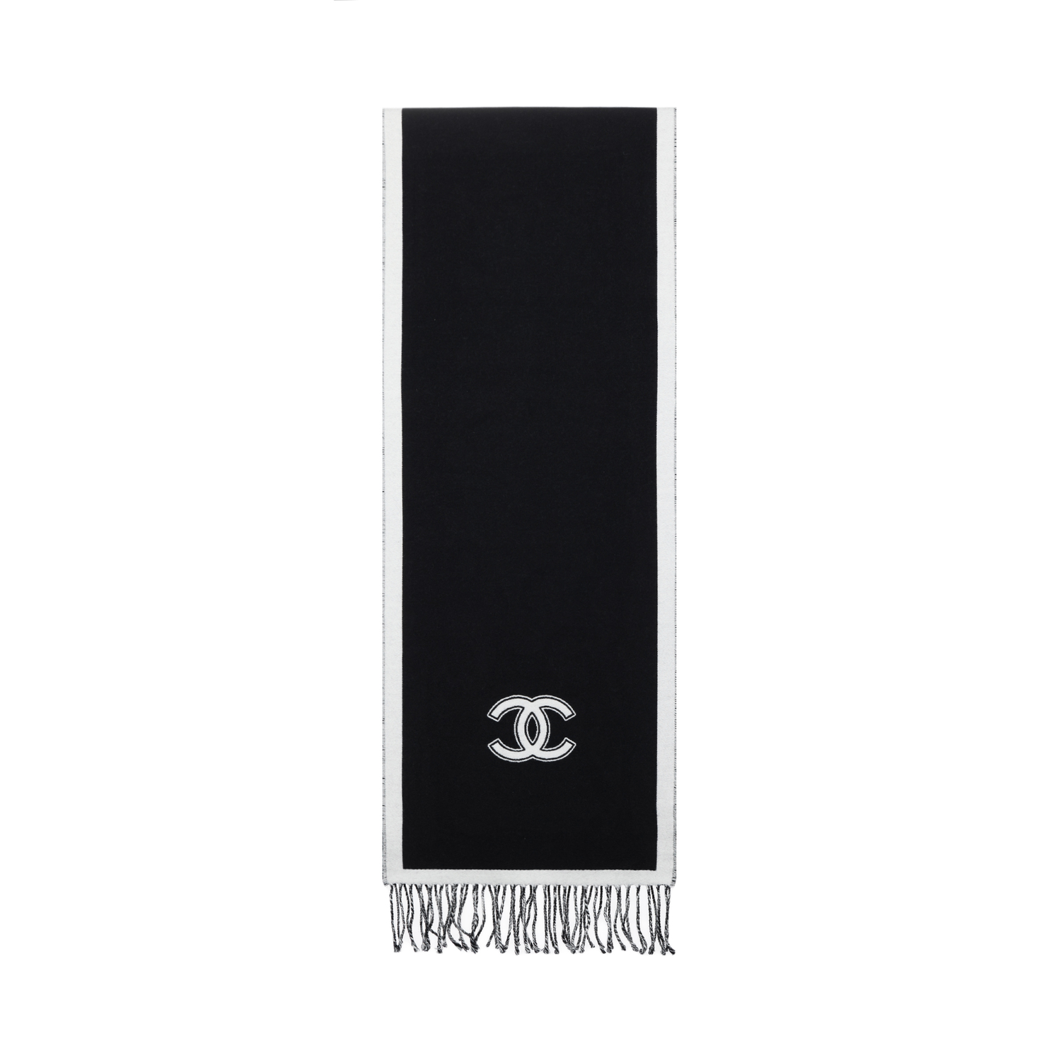 

CHANEL Шерстяной вязаный шарф унисекс черный, Navy Blue