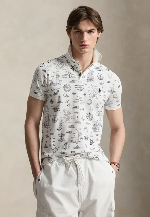 Поло Polo Ralph Lauren, приталенное, из сетки, белое