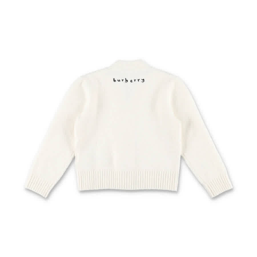 Burberry Kids Кардиган из объемной шерстяной смеси Swan, слоновая кость — фото 2