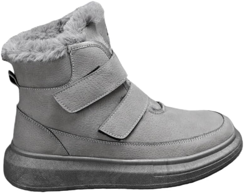 

Высокие короткие мужские ботинки с толстой и теплой подошвой, противоскользящие хлопковые туфли с утолщенной подошвой, для зимних прогулок на улице и повседневных поездок Clolinde, серый