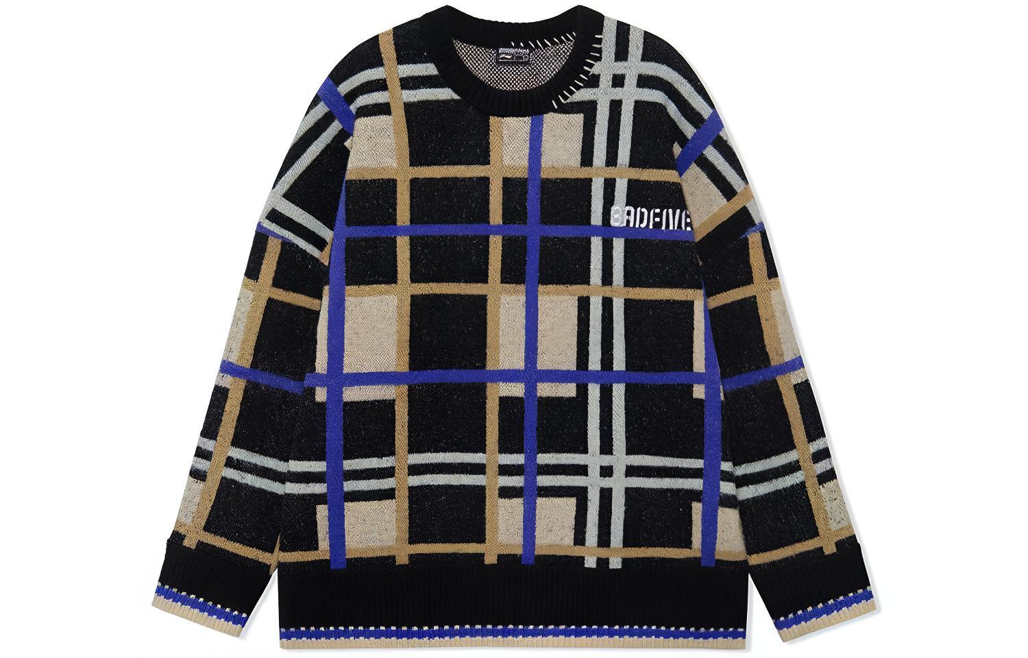

Свитер мужской черный клетчатый деним LINING