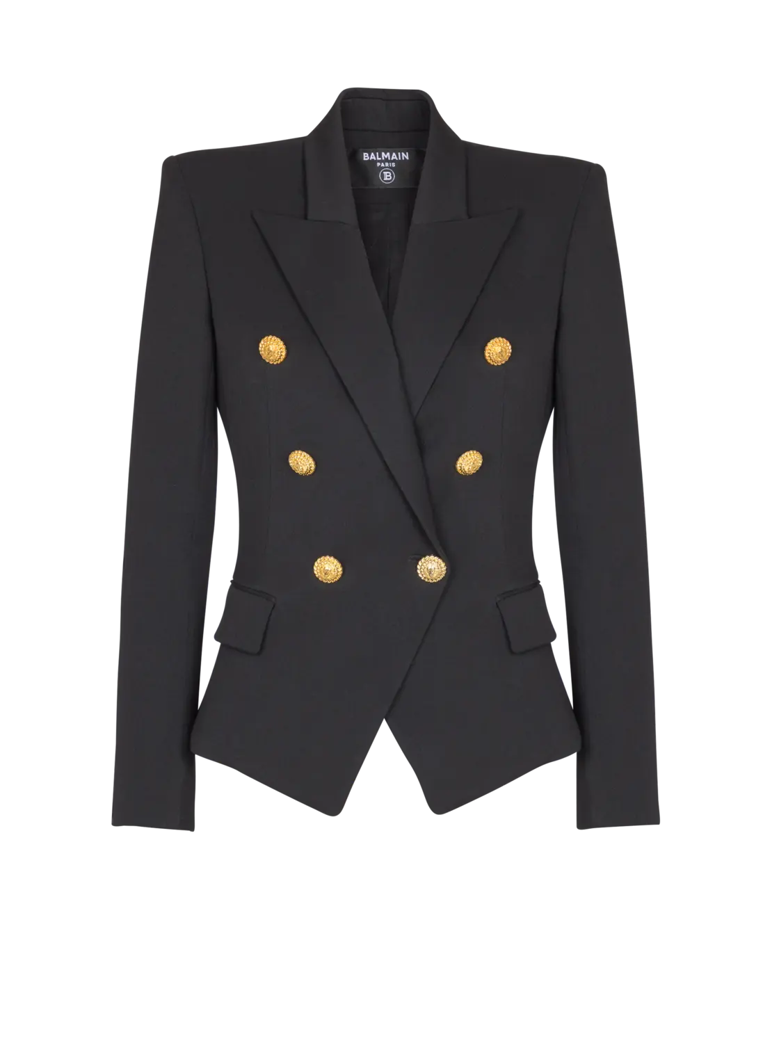

Приталенный жакет из ткани “Grain de poudre” с шестью пуговицами Balmain, черный
