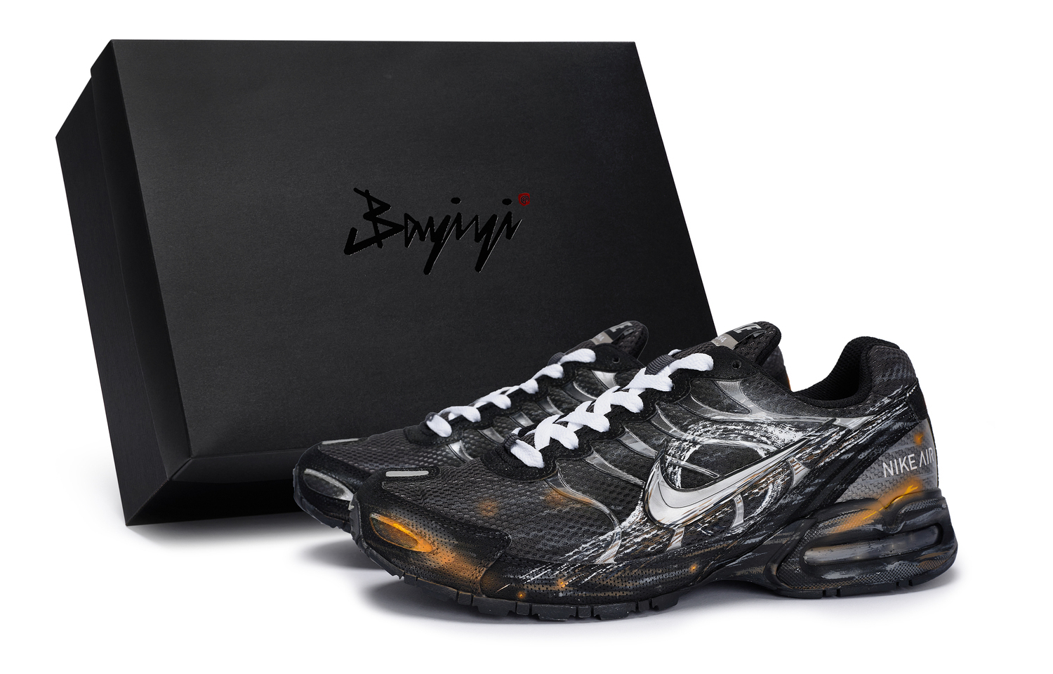 

Nike Air Max Torch 4 с амортизацией, нескользящие, износостойкие, низкие кроссовки для бега, мужские, черно-белые, серебристые, оранжевые