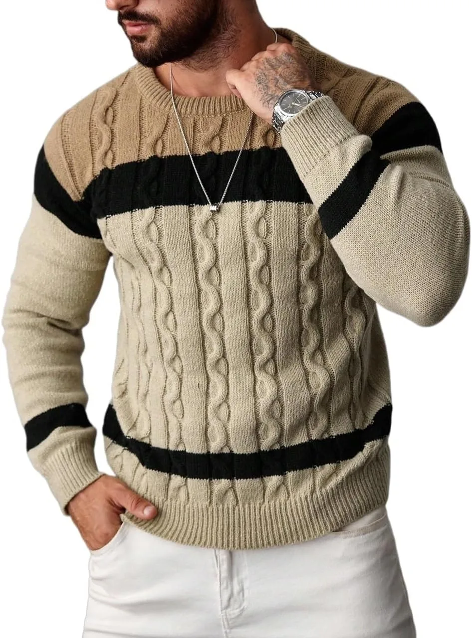 

Мужской свитер с цветными блоками и удлиненными плечами