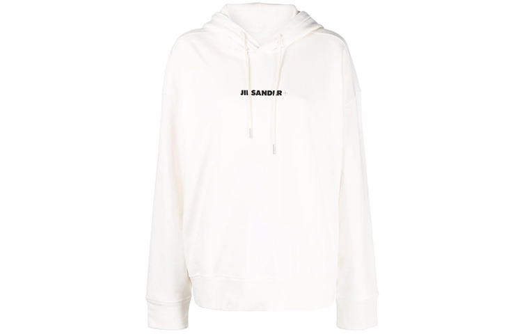 Хлопковый худи с логотипом спереди белый JIL SANDER — фото 2
