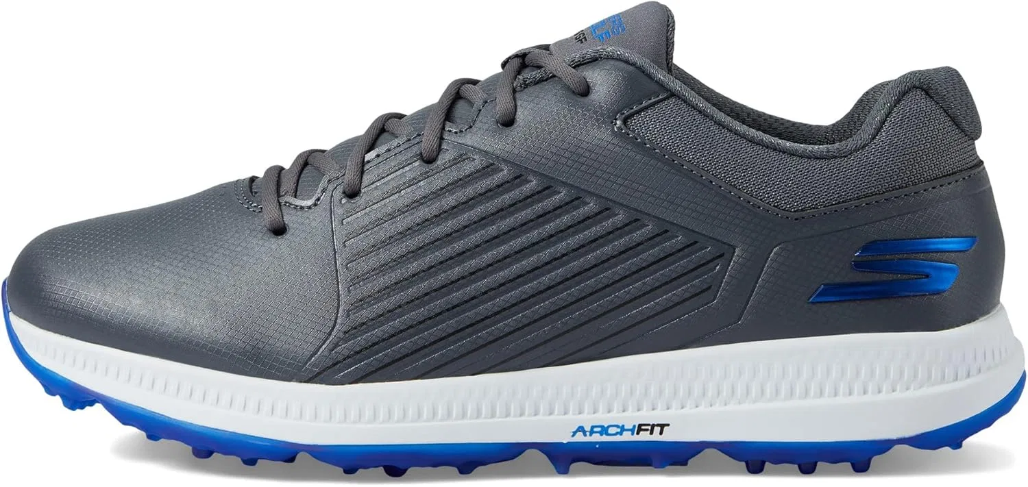 Мужские кроссовки Skechers Shoe-Go Golf Elite 5 GF, Grey Synthetic Blue Trim — фото 4