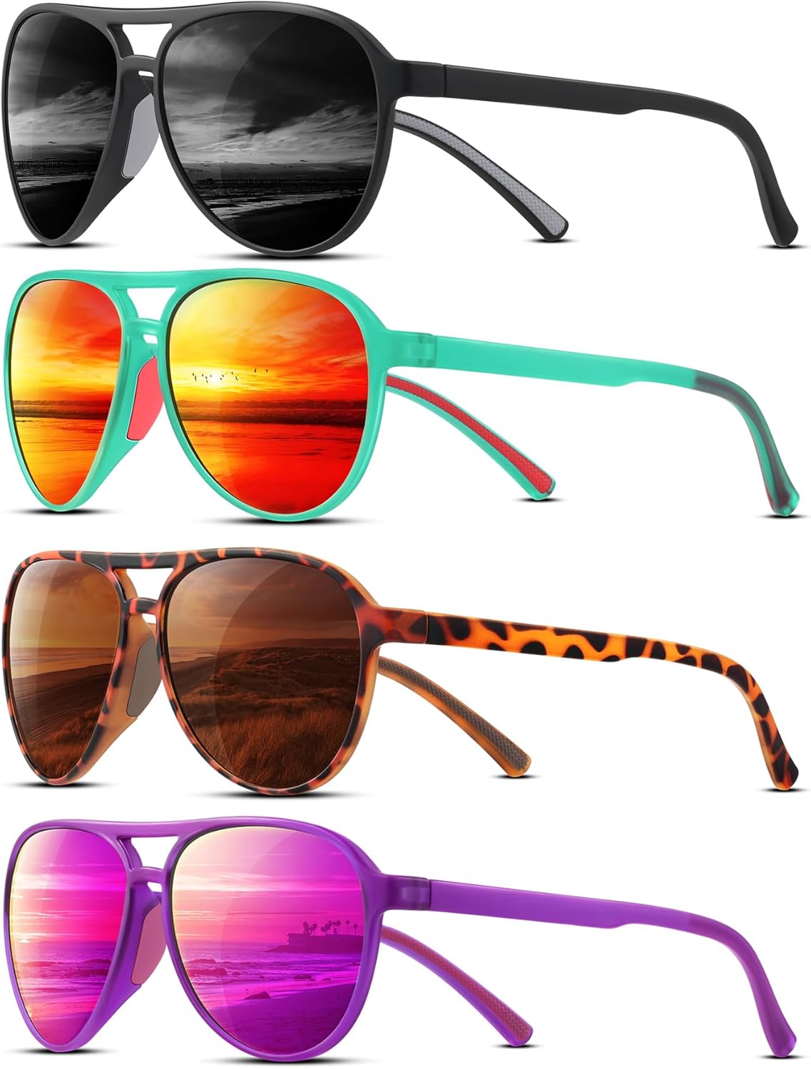 

Поляризованные солнцезащитные очки-авиаторы KUGUAOK для женщин и мужчин, спортивный стиль, защита UV400, очки для бега, винтажные модные очки, Black+leopard+green Frame Red+purple