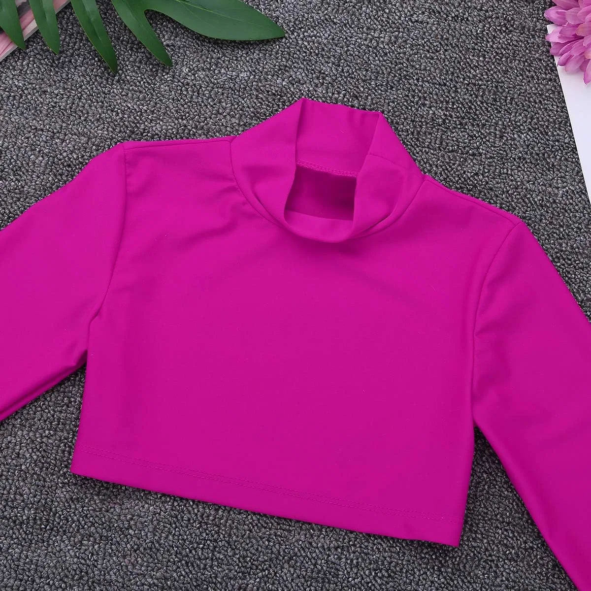 Детская футболка с длинным рукавом, водолазка, YiZYiF, Rose Red — фото 4