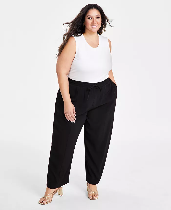 

Брюки свободного кроя с завязками на талии (размеры plus size) Nina Parker, черный