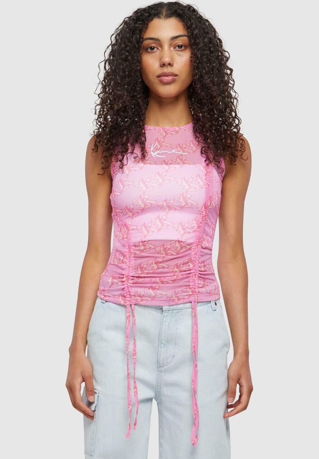

Топ Small Signature Old English Gathe Karl Kani, цвет light pink