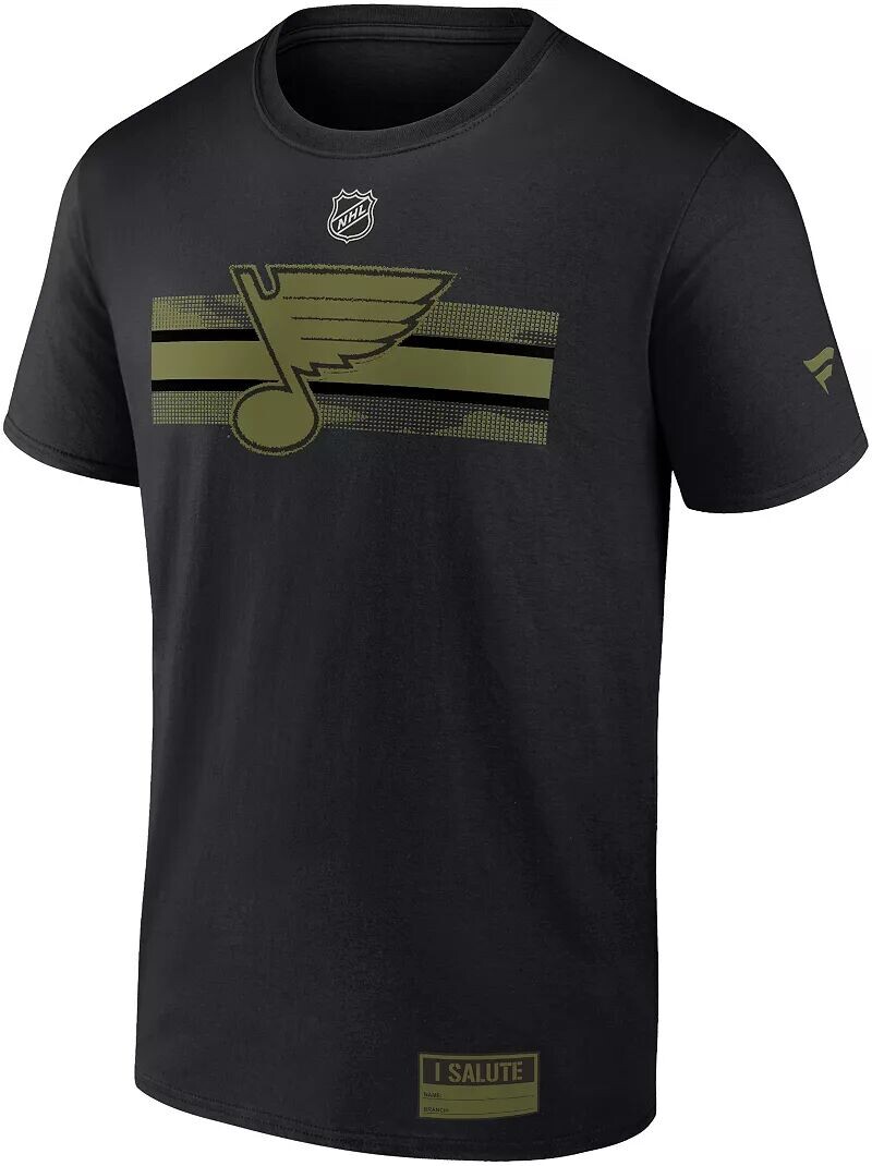 

Черная футболка NHL St. Louis Blues 2023 Authentic Pro Military