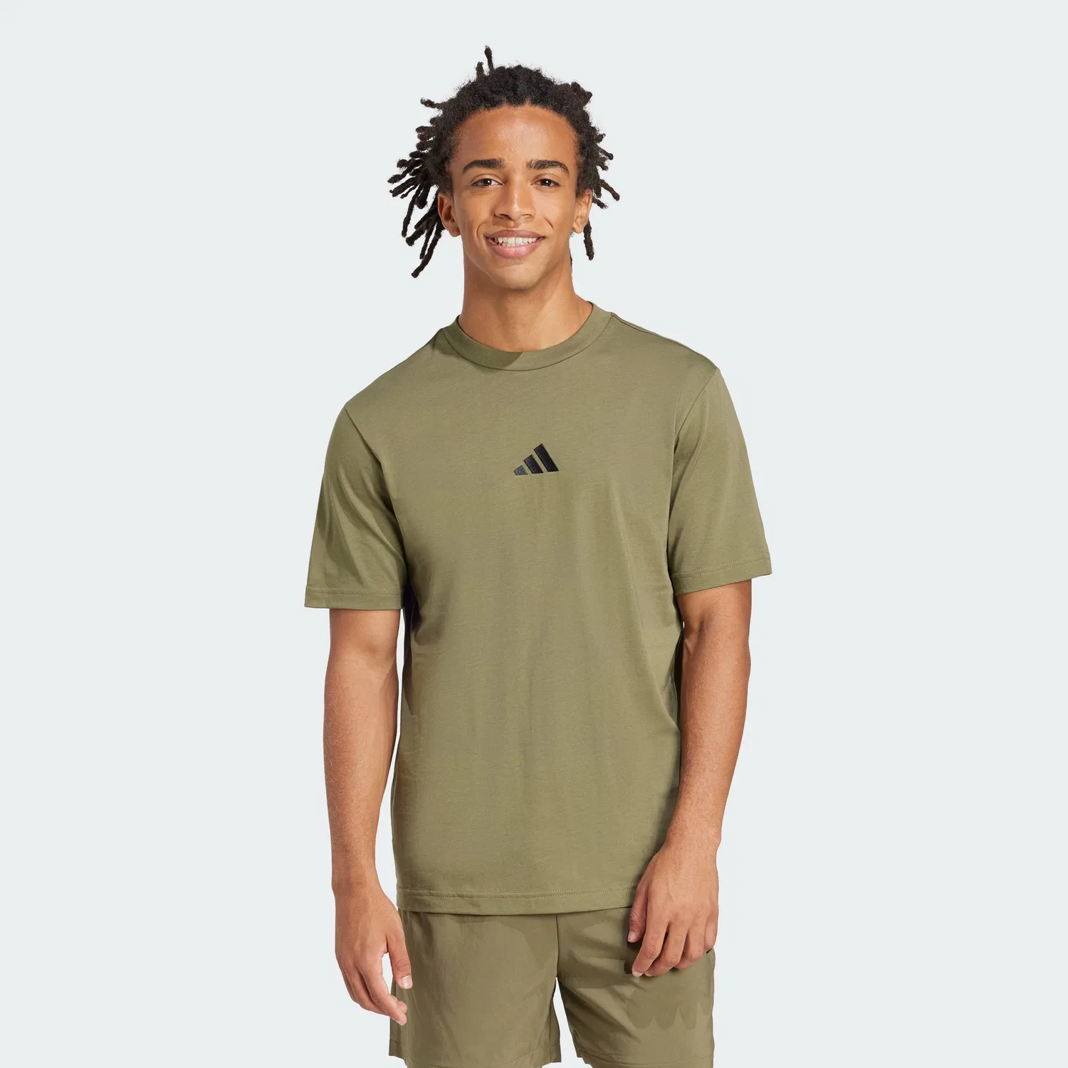 Футболка с логотипом, короткий рукав, Essentials Adidas, черный/оливковый