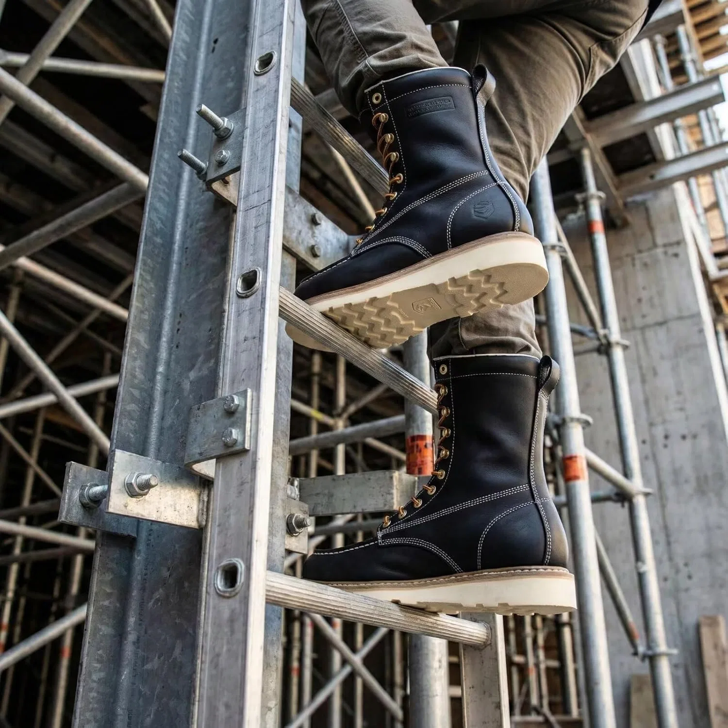 Рабочие ботинки SUREWAY GoodyearWelt 8 дюймов, мужские, с мягким носком, из высококачественной натуральной кожи, защитные рабочие ботинки, удобная стелька, маслоотталкивающее покрытие, Steel Toe Cap, Black — фото 2