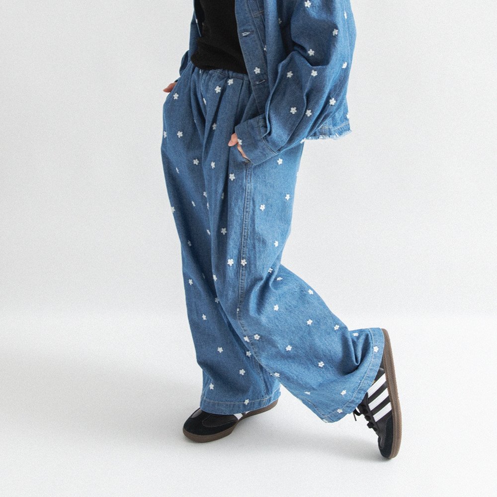 Джинсовые брюки с цветочной вышивкой Branshes, blue
